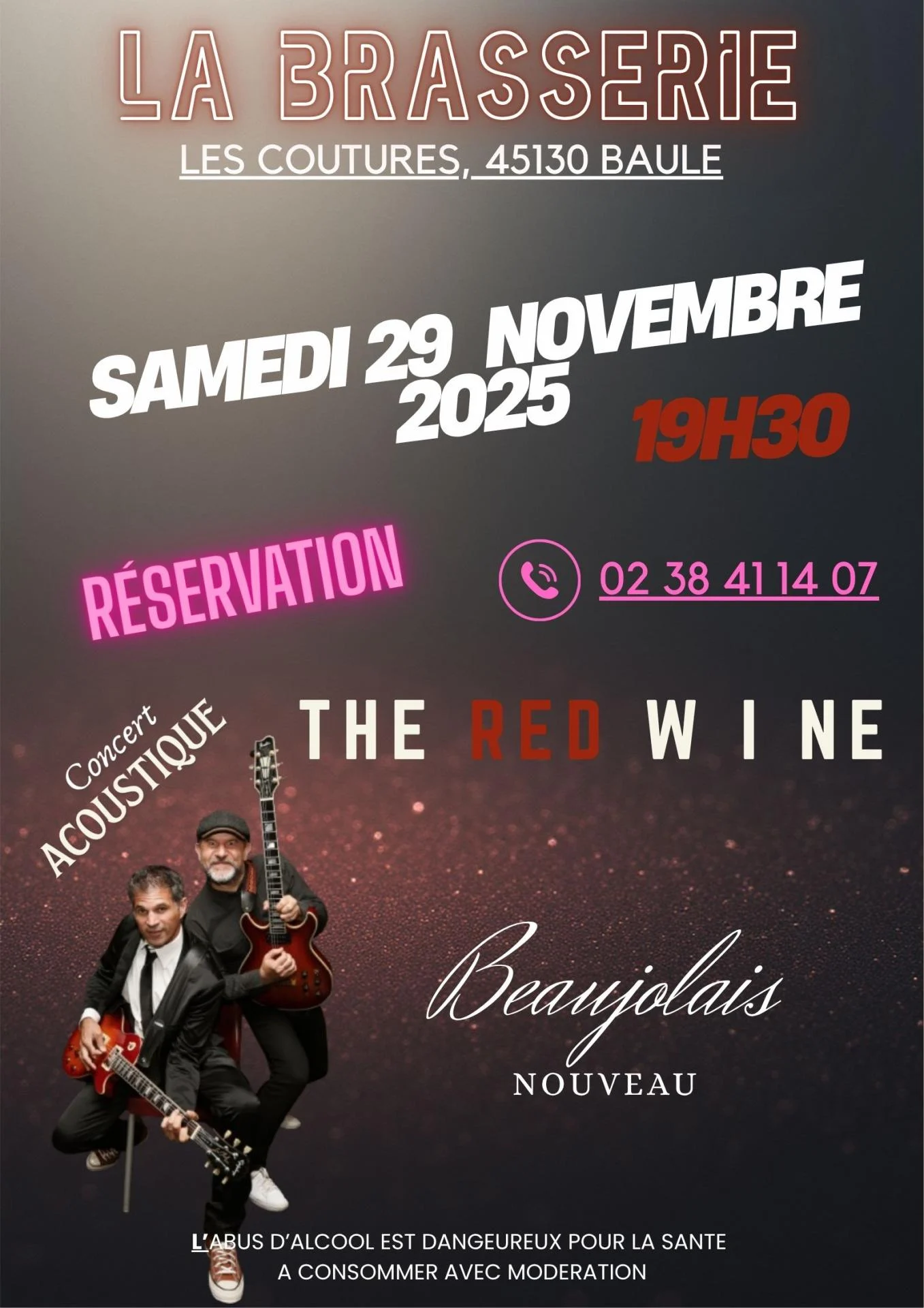 Affiche la brasserie the red wine 29 novembre 2025